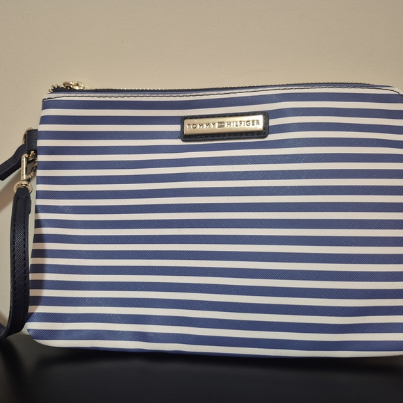 Tommy Hilfiger Navy and White Striped Clutch - Picture 1 of 2